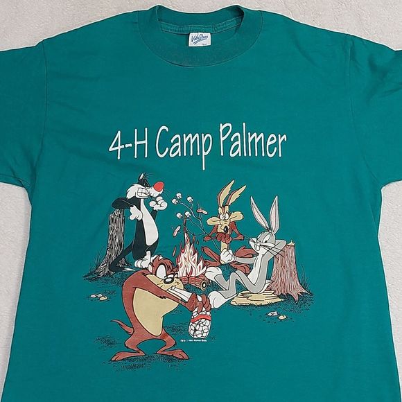 Vintage Velva Sheen Teal 4-H Camp Looney Tunes Graphic T-Shirt Size Medium - Picture 2 of 7